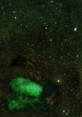 Uzayda bir yıldız alanı ve bir nebula