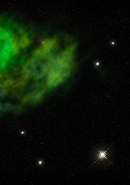 Uzayda bir yıldız alanı ve bir nebula