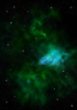 Uzayda bir yıldız alanı ve bir nebula