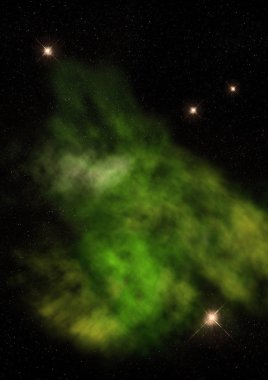 Uzayda bir yıldız alanı ve bir nebula
