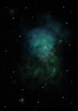 Uzayda bir yıldız alanı ve bir nebula