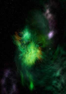 Uzayda bir yıldız alanı ve bir nebula