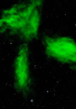 Uzayda bir yıldız alanı ve bir nebula