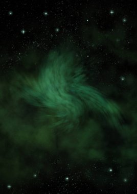 Uzayda bir yıldız alanı ve bir nebula