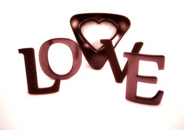 Boyutlu yazıt aşk. 3D çizim.