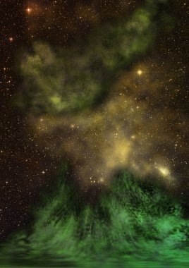 Uzayda bir yıldız alanı ve bir nebula