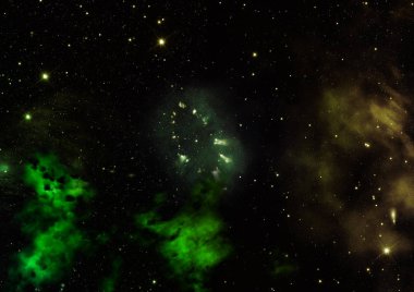 Uzayda bir yıldız alanı ve bir nebula