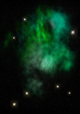 Uzayda bir yıldız alanı ve bir nebula