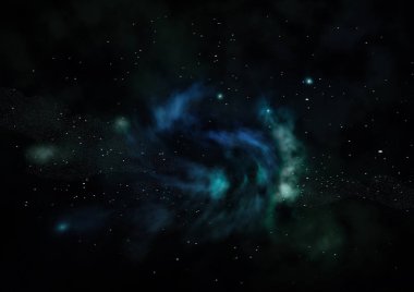 Uzayda bir yıldız alanı ve bir nebula