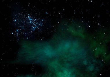 Uzayda bir yıldız alanı ve bir nebula