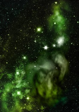 Uzayda bir yıldız alanı ve bir nebula