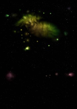 Uzayda bir yıldız alanı ve bir nebula