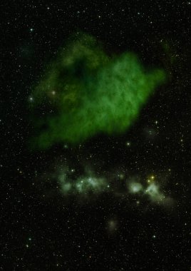Uzayda bir yıldız alanı ve bir nebula