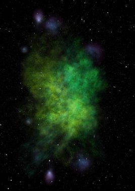 Uzayda bir yıldız alanı ve bir nebula