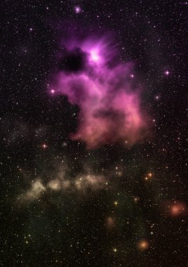 Uzayda bir yıldız alanı ve bir nebula