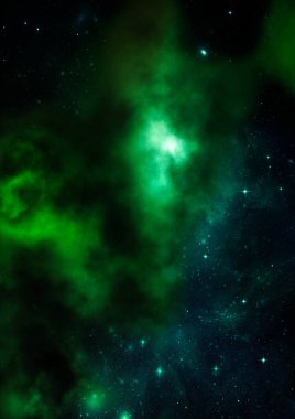 Uzayda bir yıldız alanı ve bir nebula