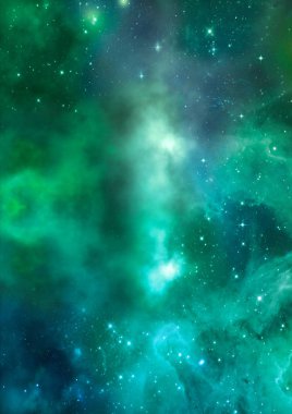 Uzayda bir yıldız alanı ve bir nebula