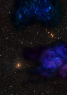 Uzayda bir yıldız alanı ve bir nebula