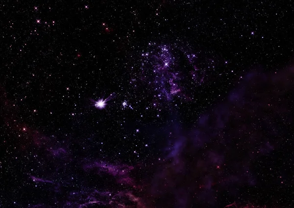 Campo estelar no espaço e uma nebulosa. — Fotografia de Stock
