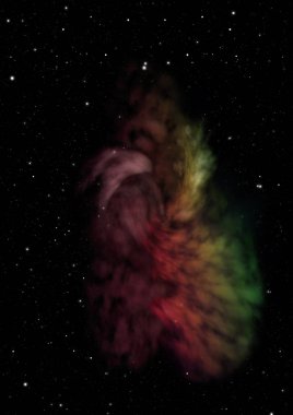 Uzayda bir yıldız alanı ve bir nebula