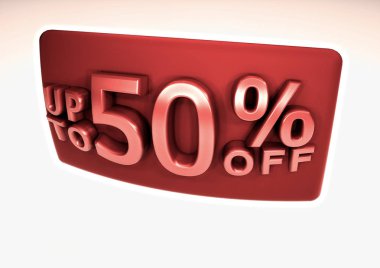 yüzde 50 indirim. 3D render.