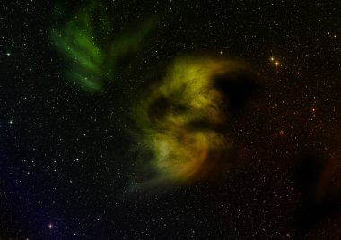 Uzayda bir yıldız alanı ve bir nebula