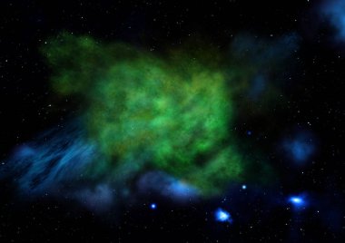 Uzayda bir yıldız alanı ve bir nebula