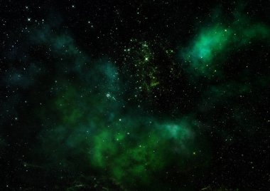 Uzayda bir yıldız alanı ve bir nebula