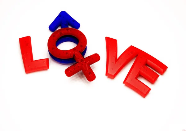 Dimensional inscription of LOVE. 3D illustration. — Stock Photo, Image