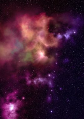 Uzayda bir yıldız alanı ve bir nebula