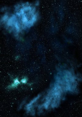 Uzayda bir yıldız alanı ve bir nebula