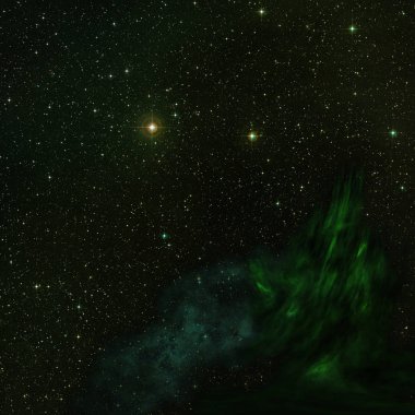 Uzayda bir yıldız alanı ve bir nebula