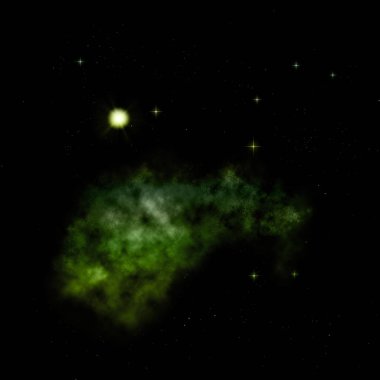 Sonsuz bir yıldız alanının küçük bir parçası. 3B görüntüleme