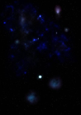 Uzayda bir yıldız alanı ve bir nebula. 3B görüntüleme