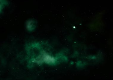 Uzayda bir yıldız alanı ve bir nebula. 3B görüntüleme