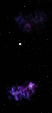 Uzayda bir yıldız alanı ve bir nebula. 3B görüntüleme