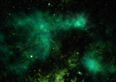 Uzayda bir yıldız alanı ve bir nebula