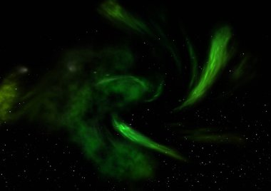 Uzayda bir yıldız alanı ve bir nebula