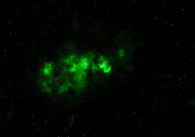 Uzayda bir yıldız alanı ve bir nebula. 3B görüntüleme