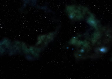 Uzayda bir yıldız alanı ve bir nebula