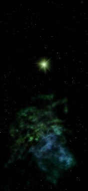 Sonsuz bir yıldız alanının küçük bir parçası. 3B görüntüleme