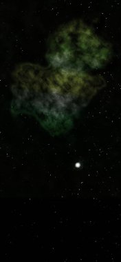 Uzayda bir yıldız alanı ve bir nebula. 3B görüntüleme