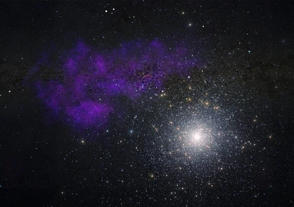 Campo estelar no espaço e uma nebulosa. Renderização 3D — Fotografia de Stock