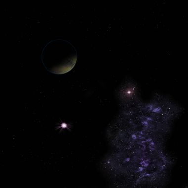 Gezegenler Bulutsusu karşı bir alanda. 3D render.