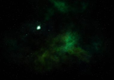 Sonsuz bir yıldız alanının küçük bir parçası. 3B görüntüleme