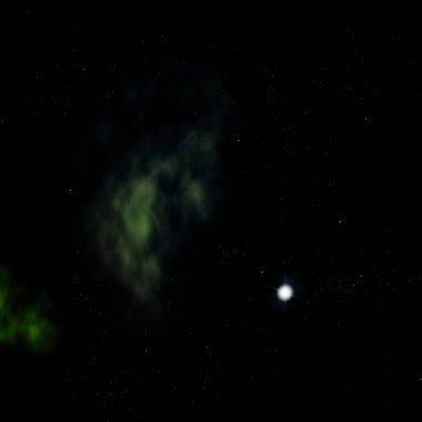 Uzayda bir yıldız alanı ve bir nebula. 3B görüntüleme