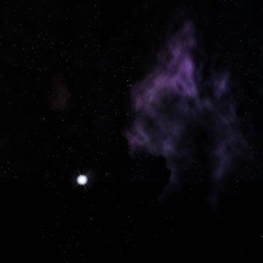 Uzayda bir yıldız alanı ve bir nebula. 3B görüntüleme