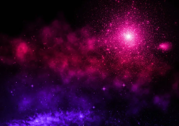 Uzayda bir yıldız alanı ve bir nebula. 3B görüntüleme