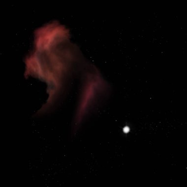 Uzayda bir yıldız alanı ve bir nebula. 3B görüntüleme