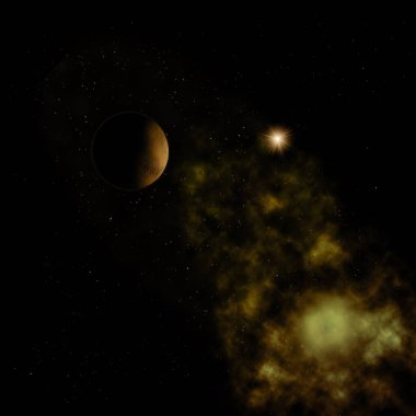 Gezegenler yıldızlara karşı. 3B görüntüleme.